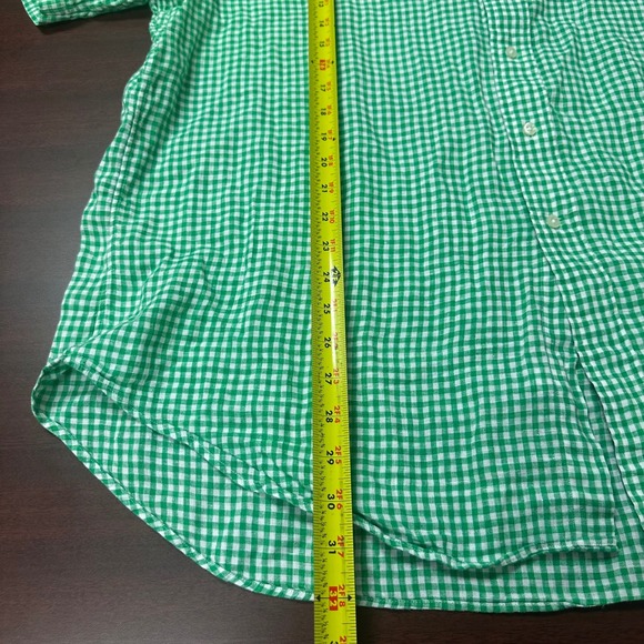 Ralph Lauren Linen Button Down Shirt Mens XXL Green Gingham Check Classic Fit SS - Picture 8 of 8